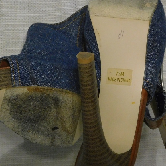 WOMEN'S BLUE JEAN OPEN TOE 5" HEELS BY JOEY O SIZE - Picture 6 of 8